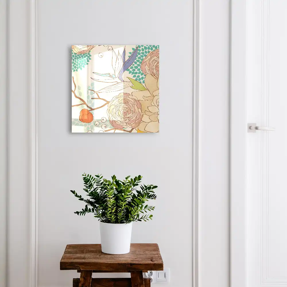 Boîte à clés une composition élégante de fleurs et de géométrie