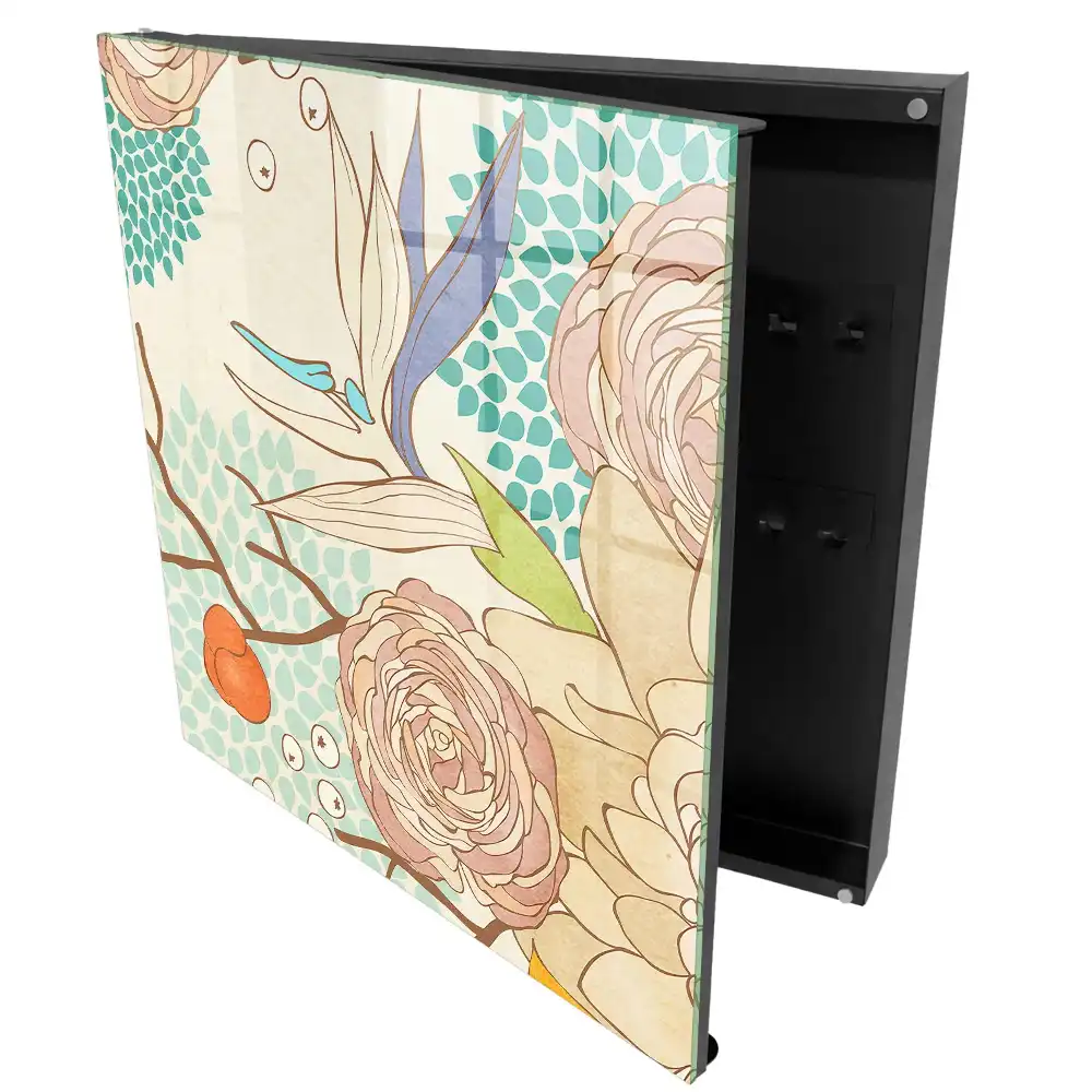 Boîte à clés une composition élégante de fleurs et de géométrie