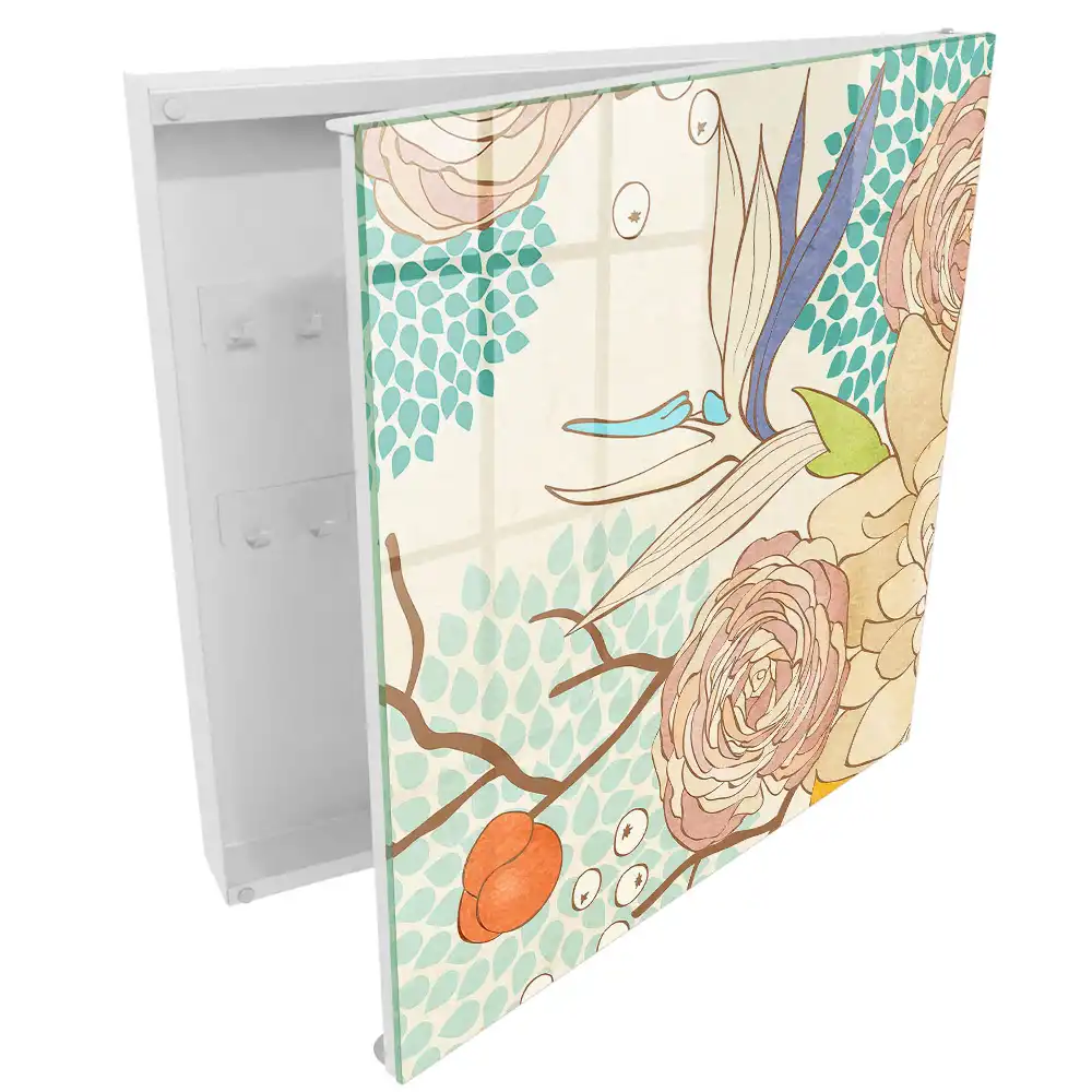 Boîte à clés une composition élégante de fleurs et de géométrie