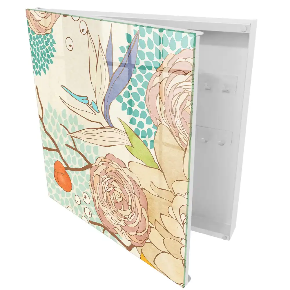 Boîte à clés une composition élégante de fleurs et de géométrie