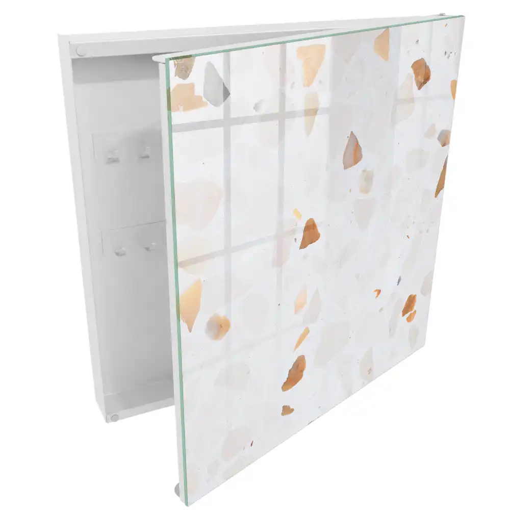 Armoire à clés des pierres sur fond clair diverses et dynamiques