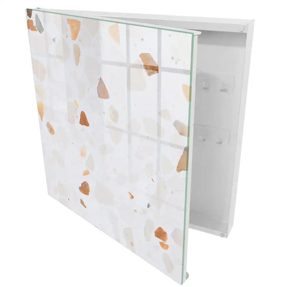 Armoire à clés des pierres sur fond clair diverses et dynamiques