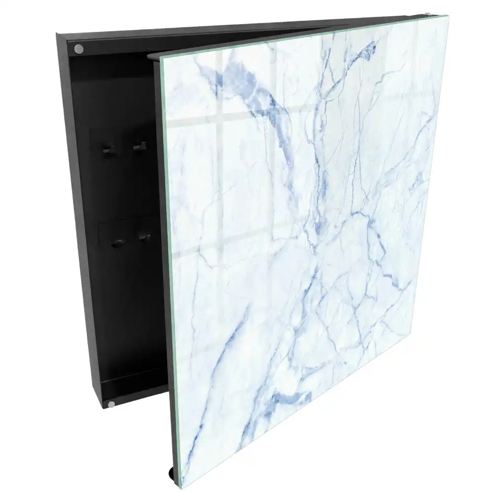 Armoire à clés motif marbré dans les tons bleus