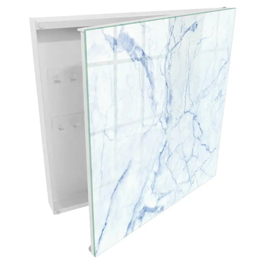 Armoire à clés motif marbré dans les tons bleus