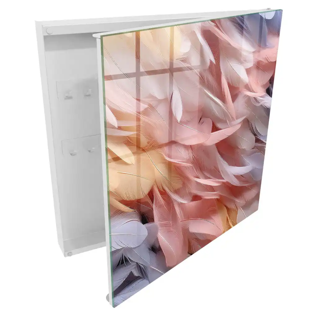 Boîte à clés des plumes pastel pour un effet de légèreté et d'harmonie