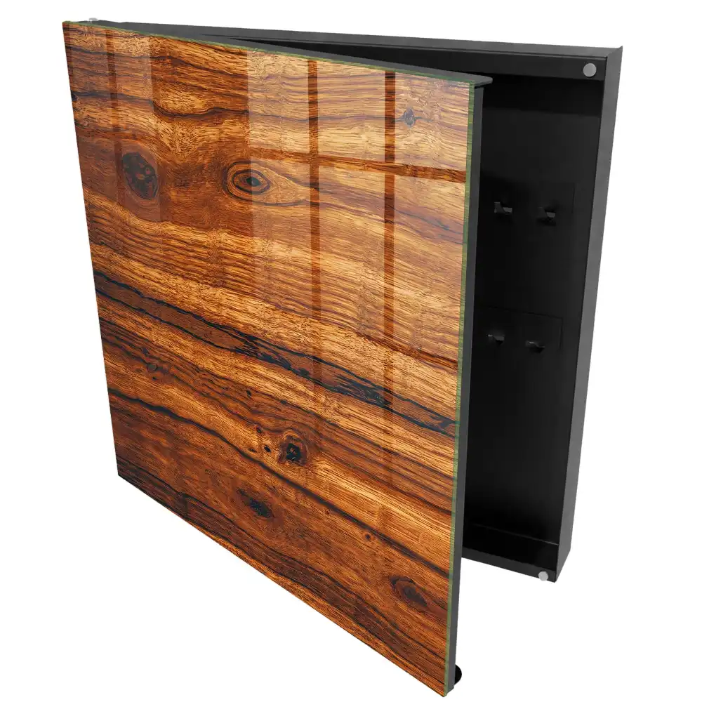 Armoire à clés bois chaleureux au grain distinct