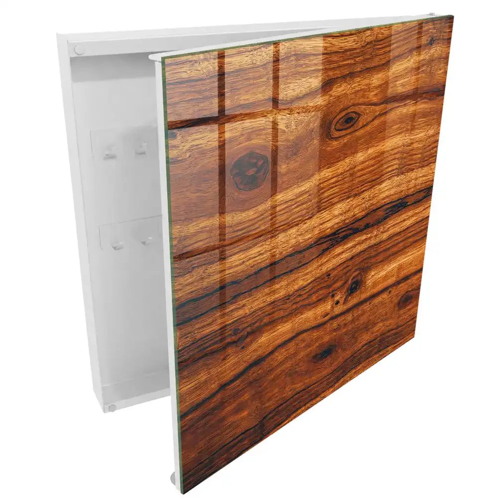 Armoire à clés bois chaleureux au grain distinct