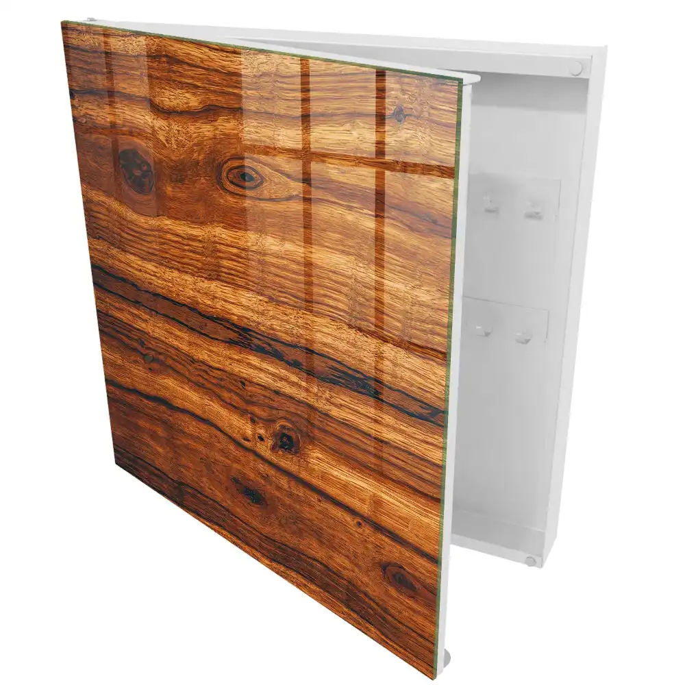 Armoire à clés bois chaleureux au grain distinct