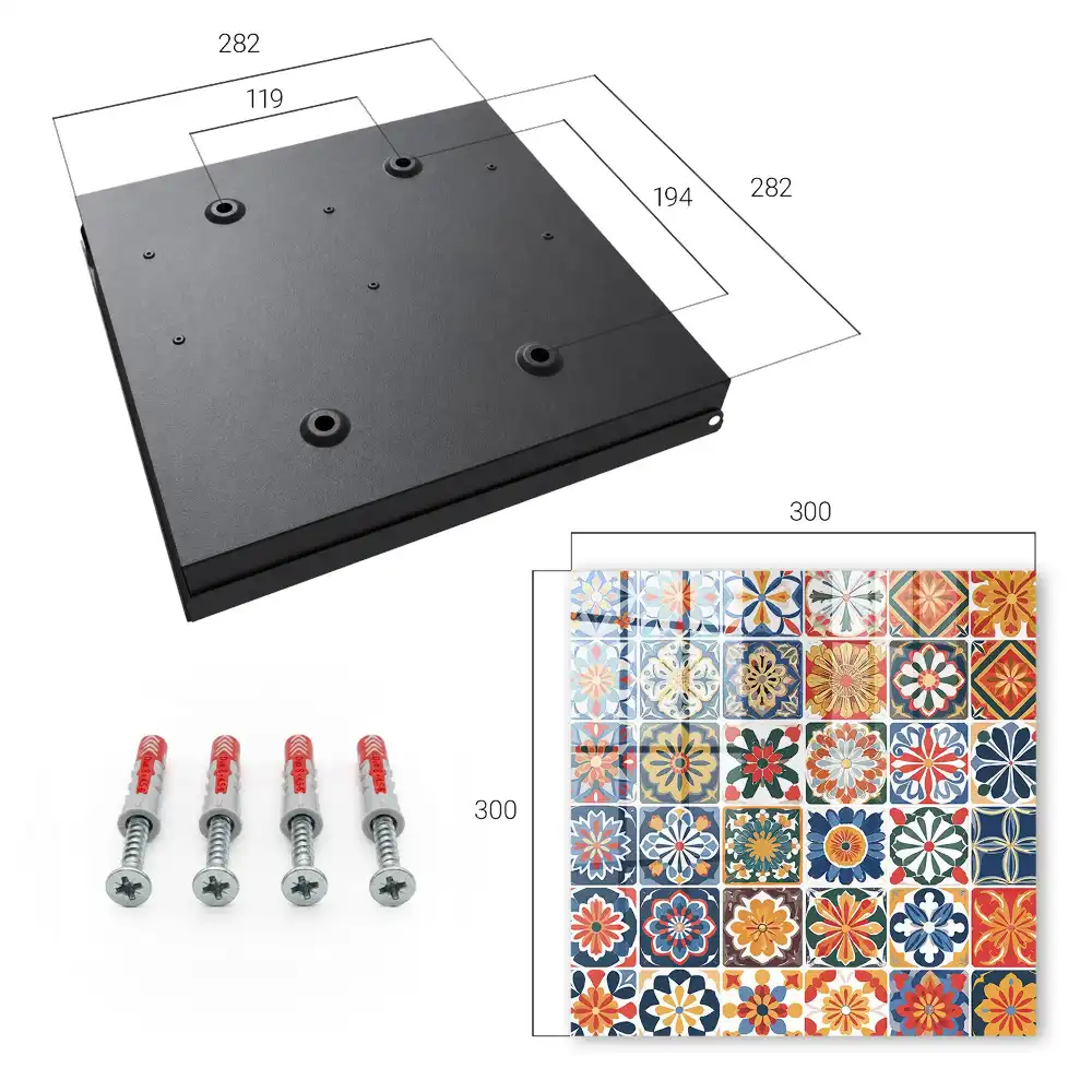 Boîte à clés murale carreaux carrés à motifs végétaux colorés