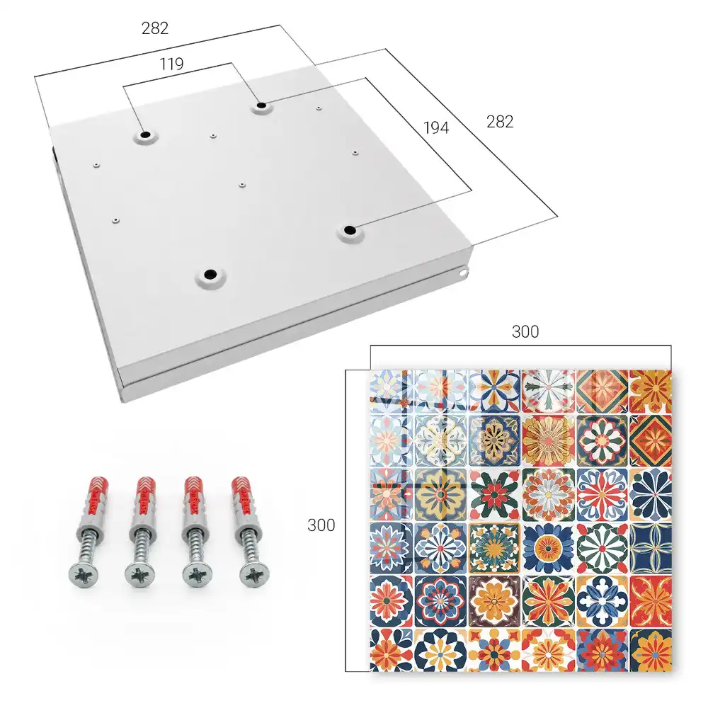 Boîte à clés murale carreaux carrés à motifs végétaux colorés