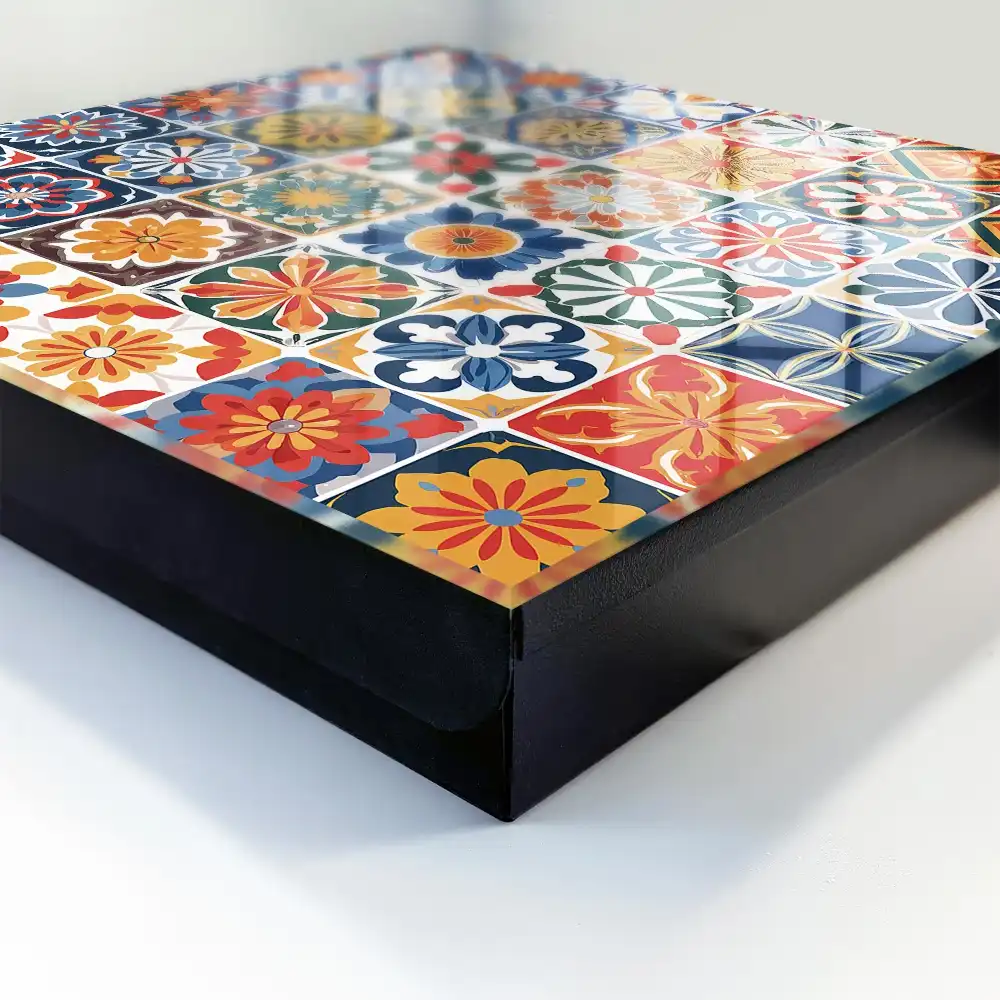 Boîte à clés murale carreaux carrés à motifs végétaux colorés