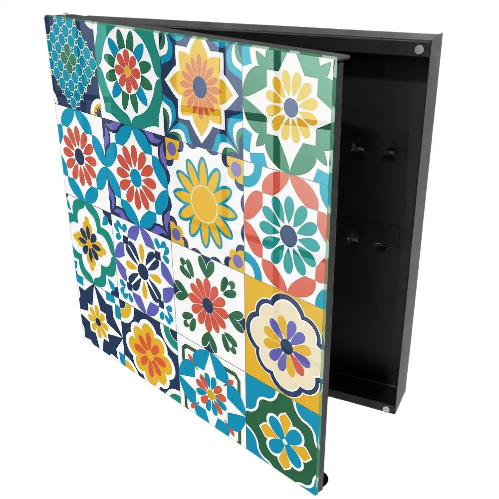 Armoire à clés mosaïque géométrique colorée pleine d'énergie