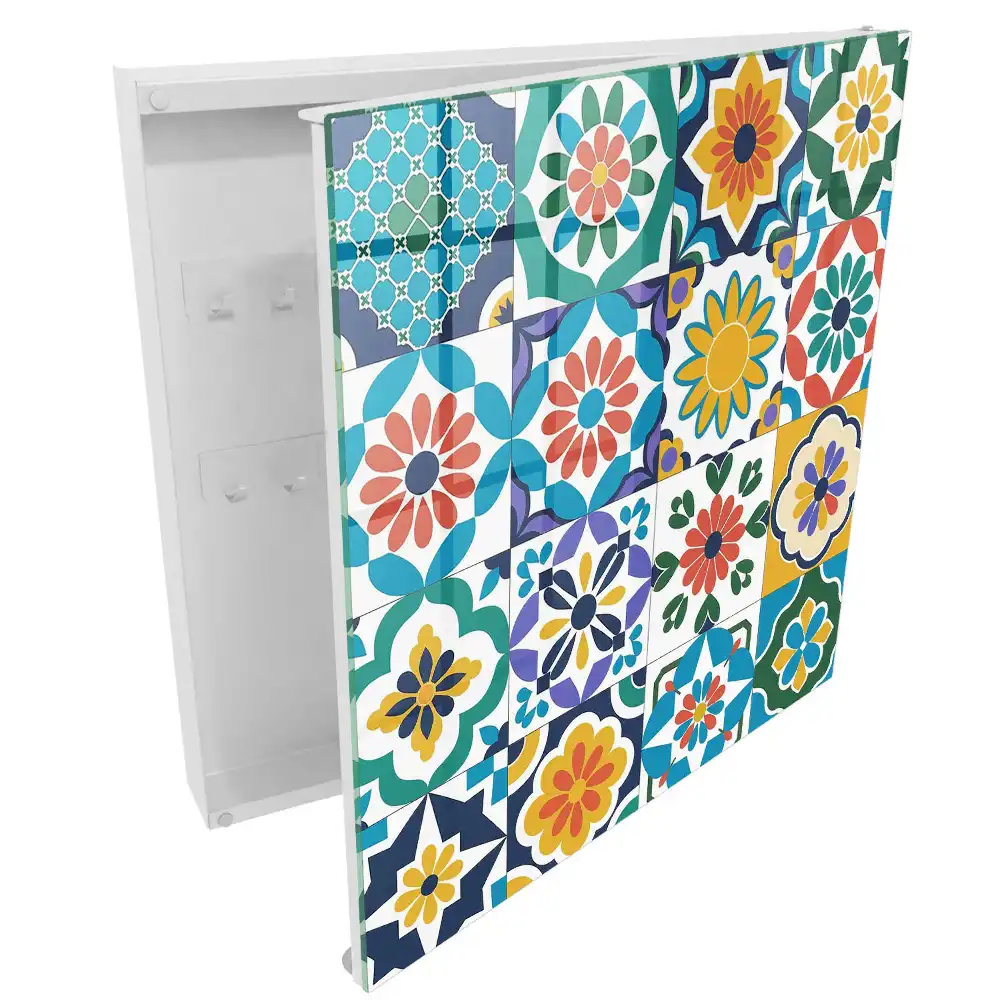 Armoire à clés mosaïque géométrique colorée pleine d'énergie
