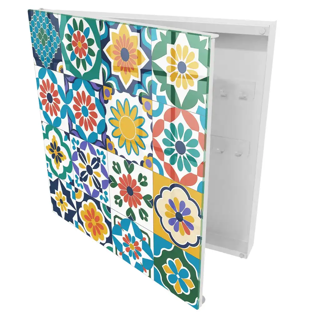 Armoire à clés mosaïque géométrique colorée pleine d'énergie