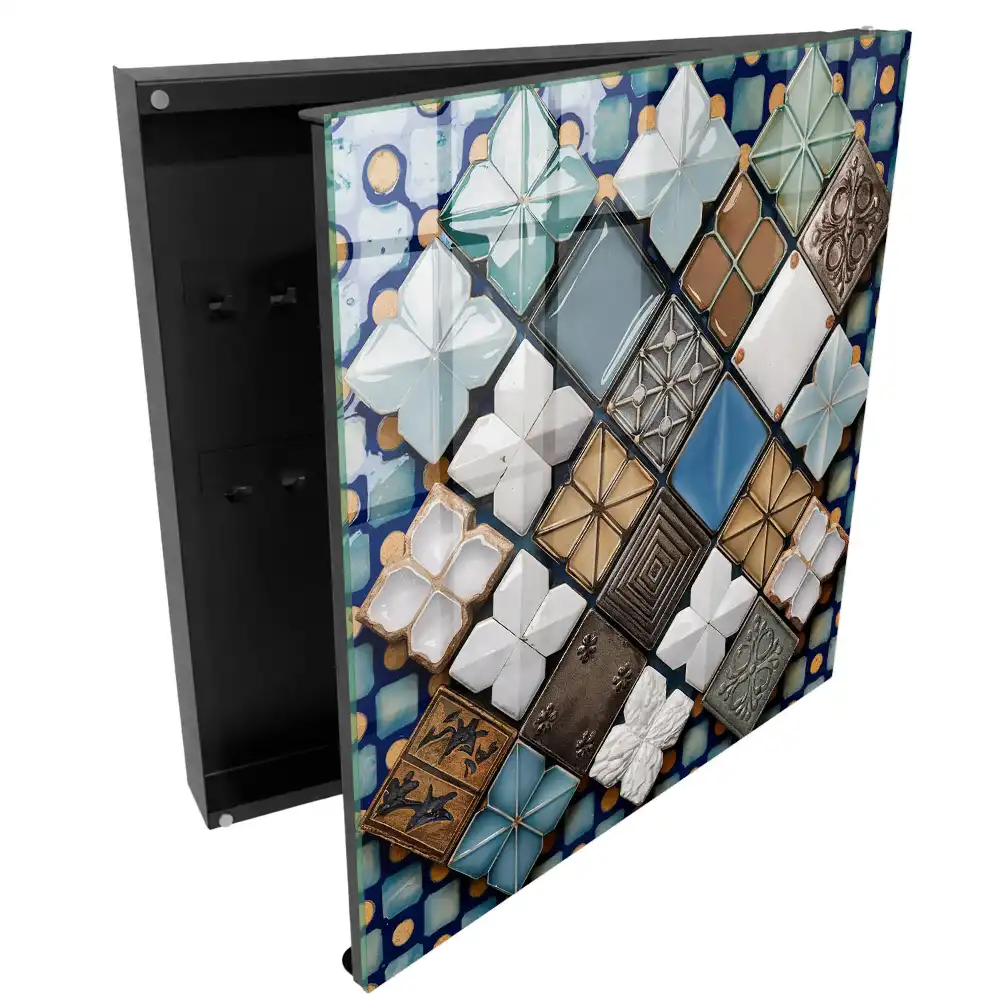 Armoire à clés motifs géométriques avec des carreaux composition artistique