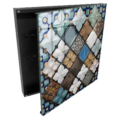 Armoire à clés motifs géométriques avec des carreaux composition artistique