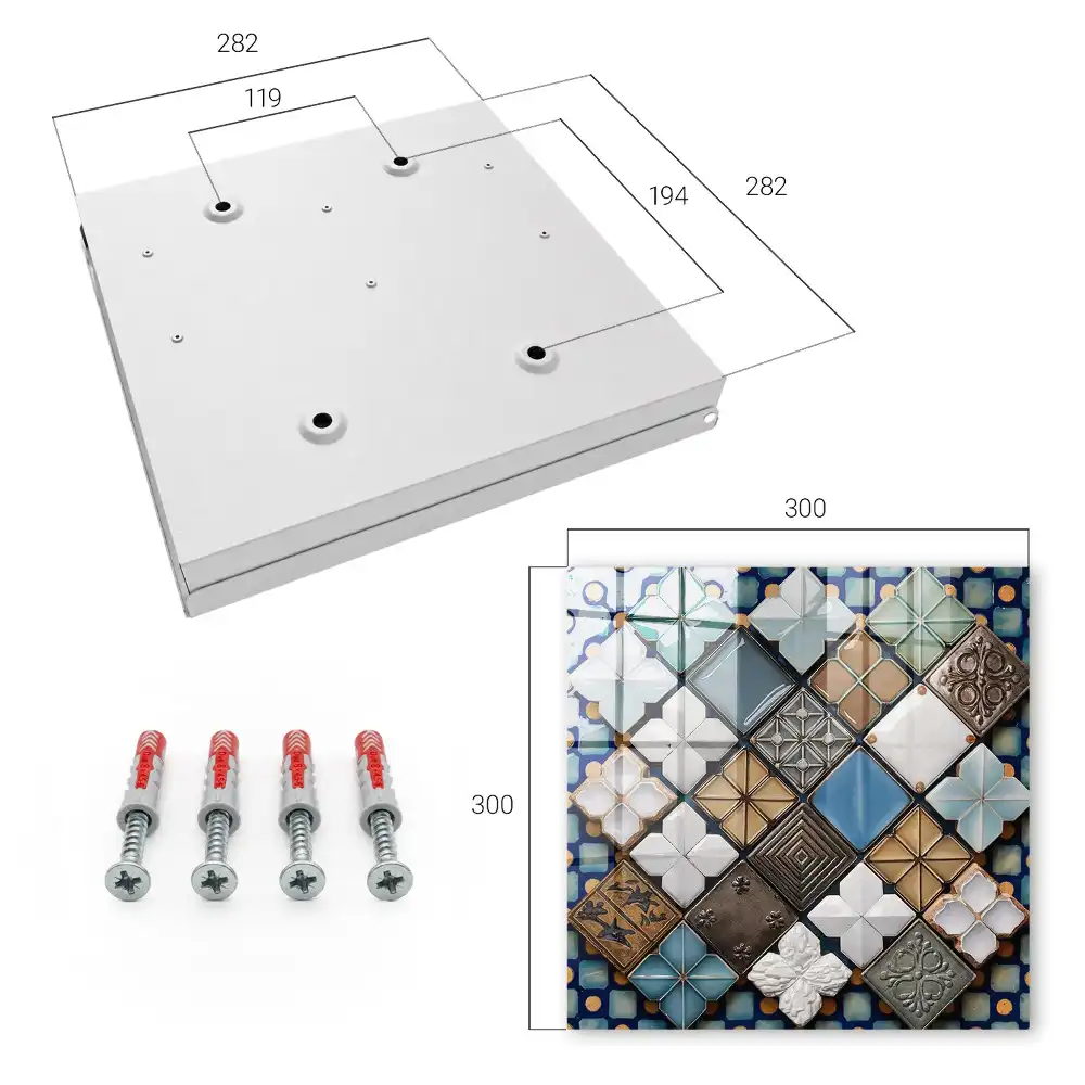 Armoire à clés motifs géométriques avec des carreaux composition artistique
