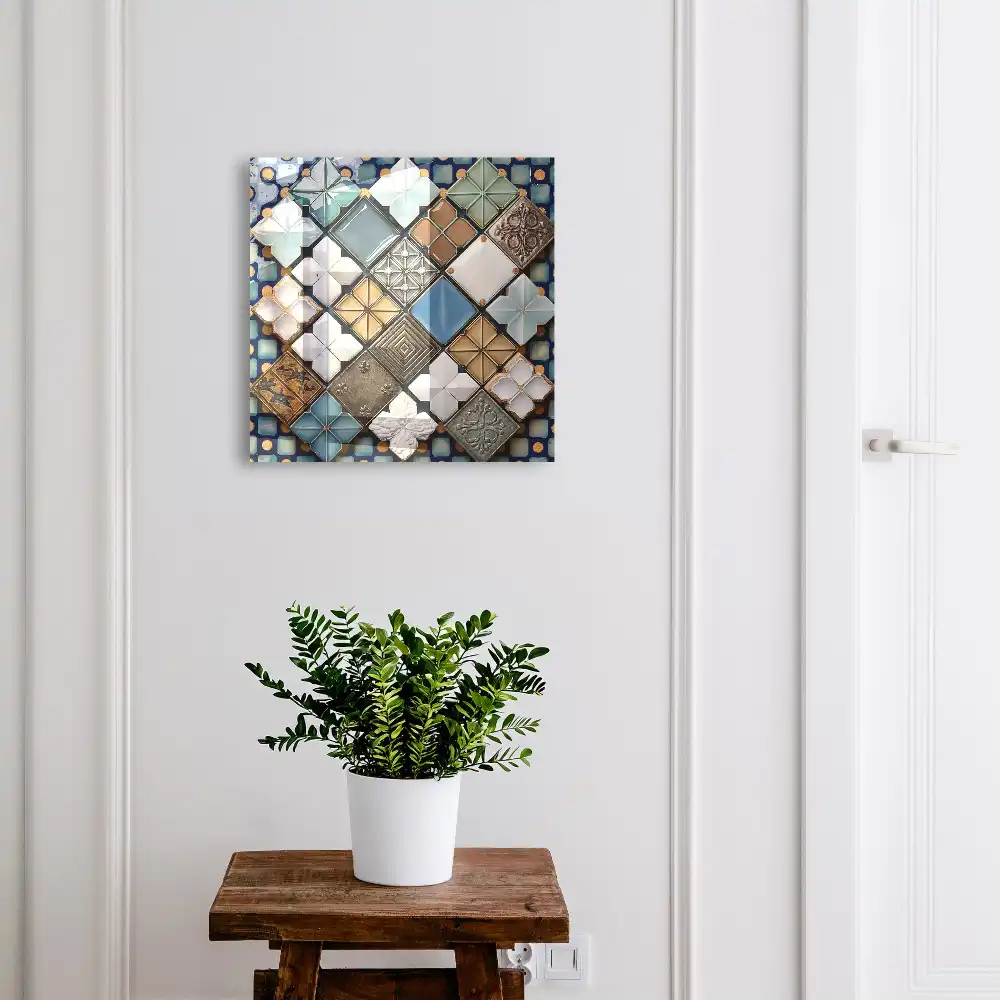 Armoire à clés motifs géométriques avec des carreaux composition artistique