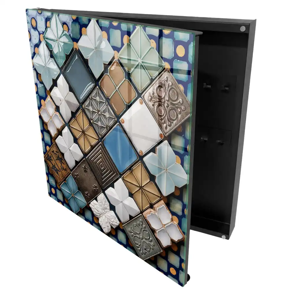 Armoire à clés motifs géométriques avec des carreaux composition artistique