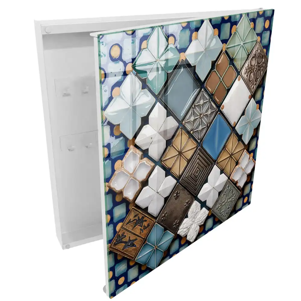 Armoire à clés motifs géométriques avec des carreaux composition artistique