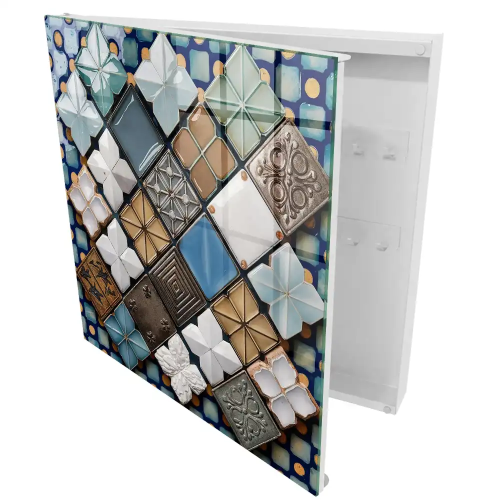 Armoire à clés motifs géométriques avec des carreaux composition artistique