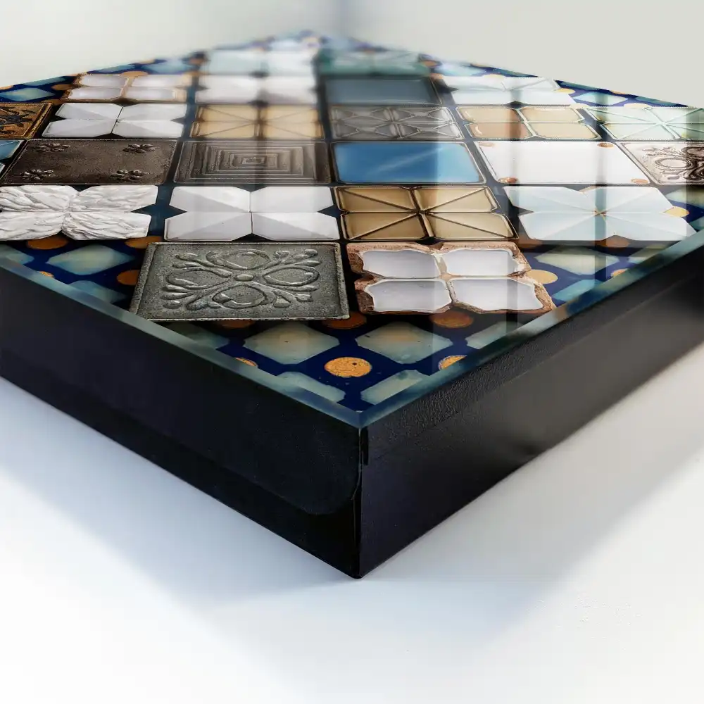 Armoire à clés motifs géométriques avec des carreaux composition artistique