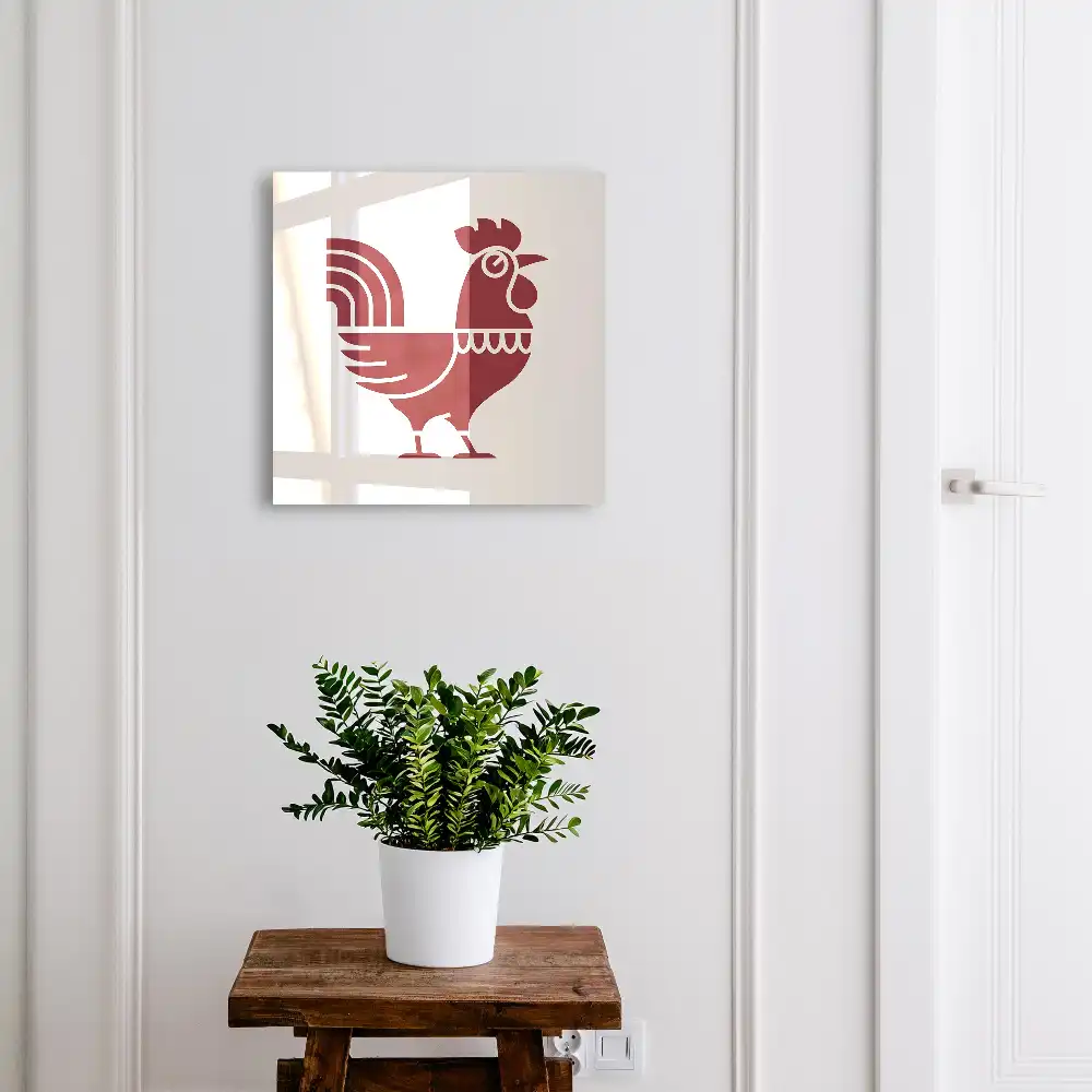 Boîte à clés géométrie et minimalisme avec un motif de coq