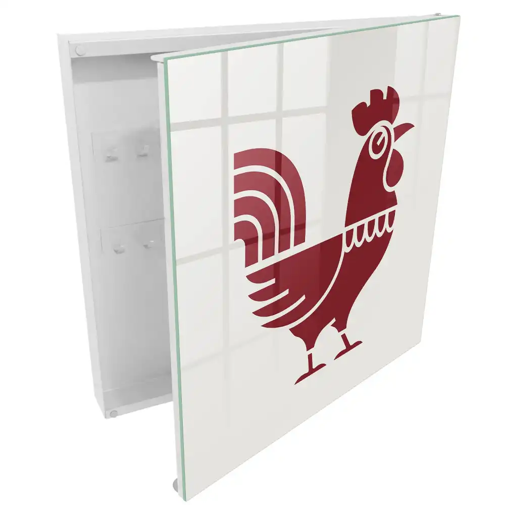 Boîte à clés géométrie et minimalisme avec un motif de coq