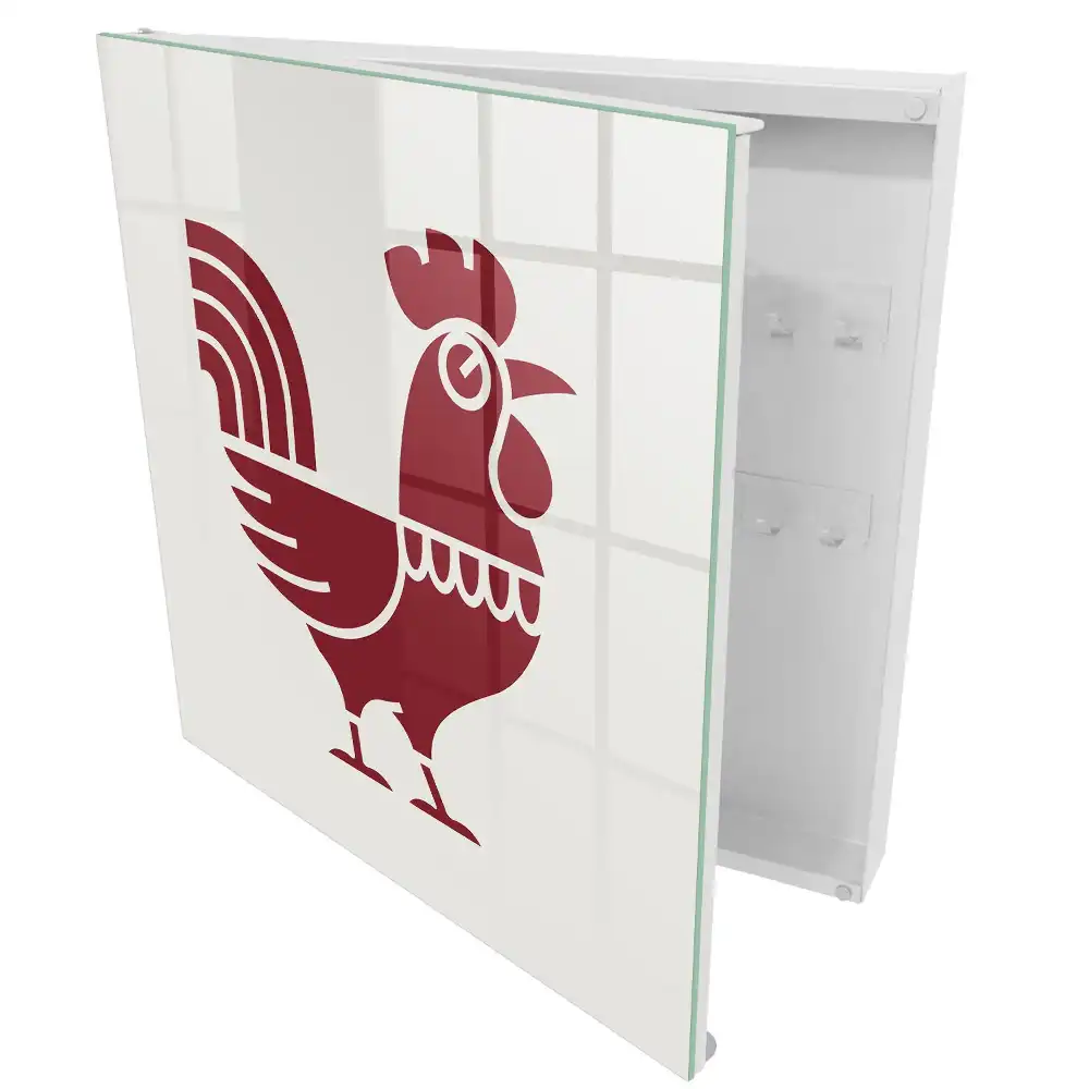 Boîte à clés géométrie et minimalisme avec un motif de coq
