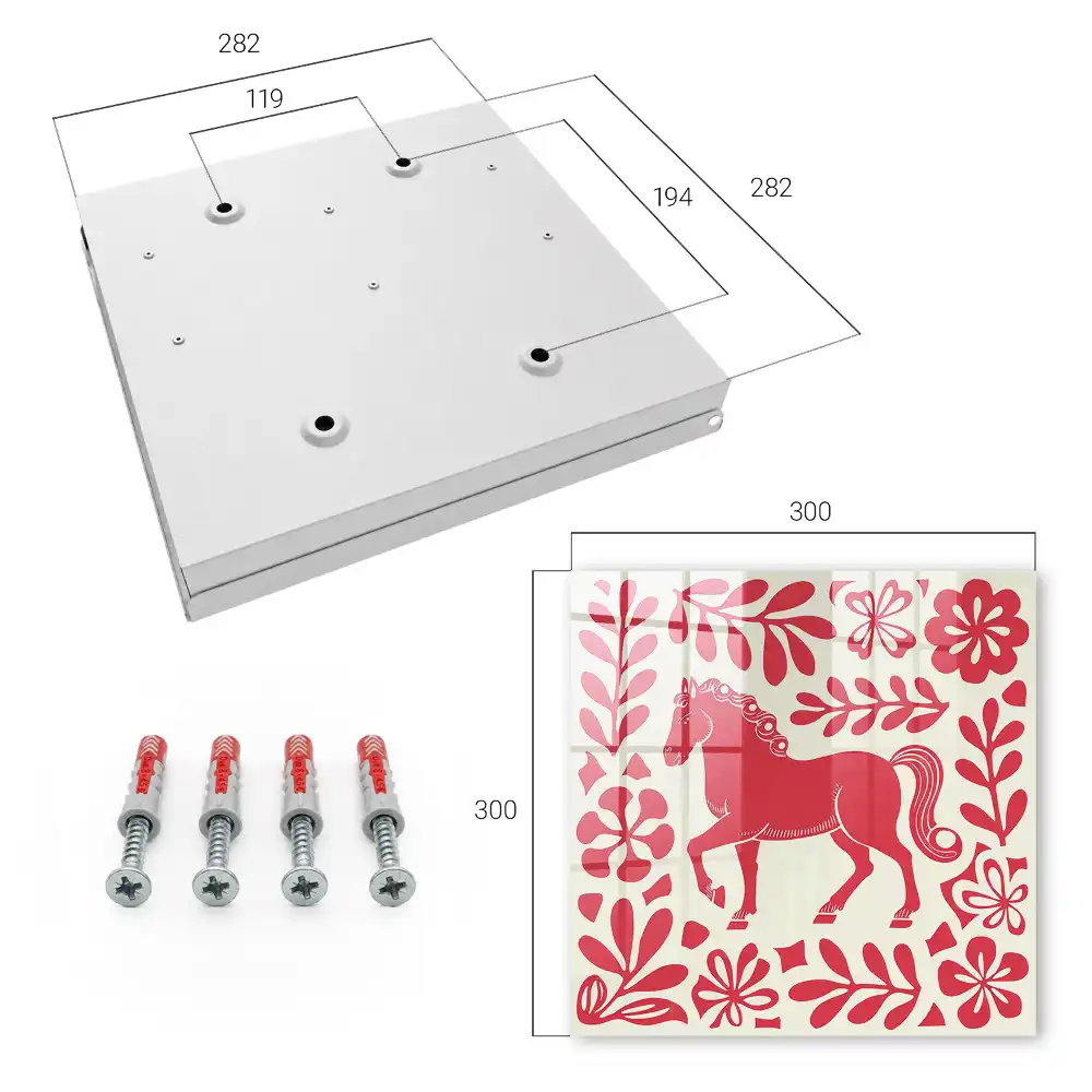 Boîte à clés murale cheval rouge avec motifs végétaux