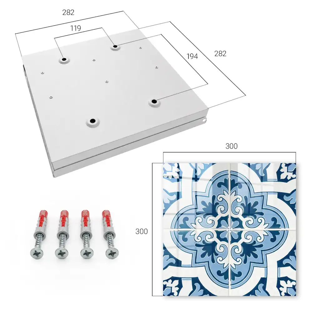 Armoire à clés motifs symétriques dans les tons de bleu