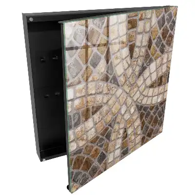 Boîte à clés murale mosaïque de carreaux bruns beiges et gris