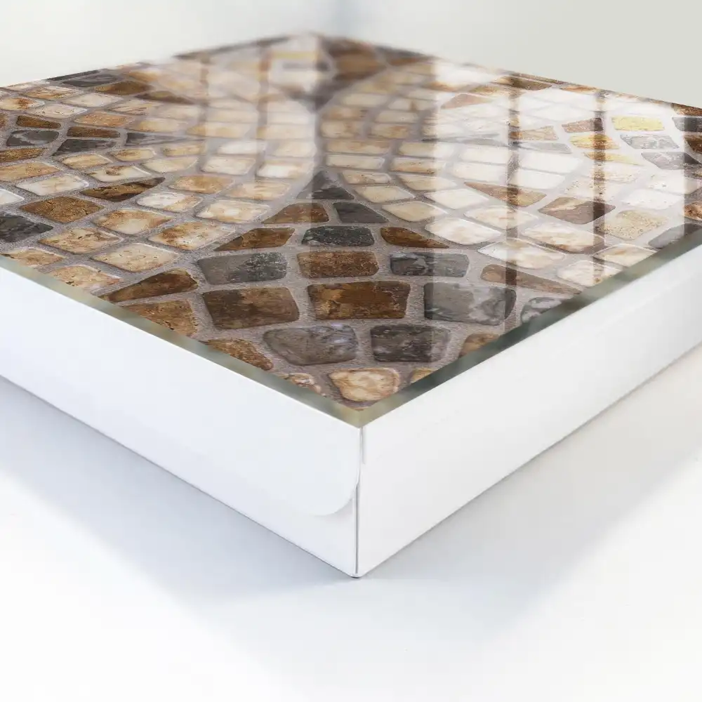 Boîte à clés murale mosaïque de carreaux bruns beiges et gris