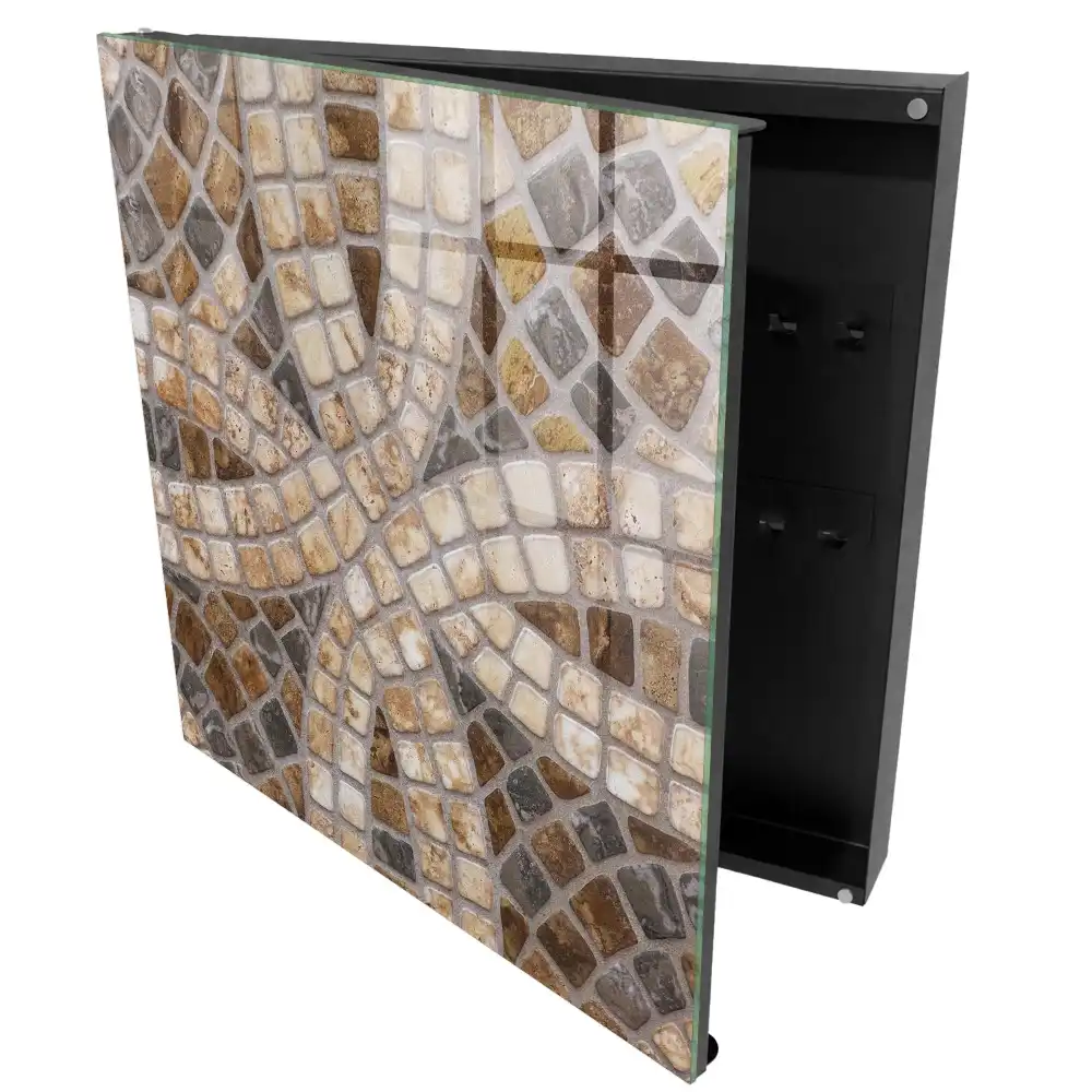 Boîte à clés murale mosaïque de carreaux bruns beiges et gris