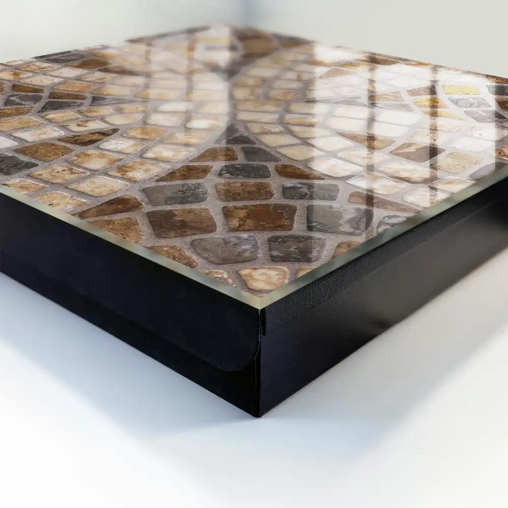 Boîte à clés murale mosaïque de carreaux bruns beiges et gris