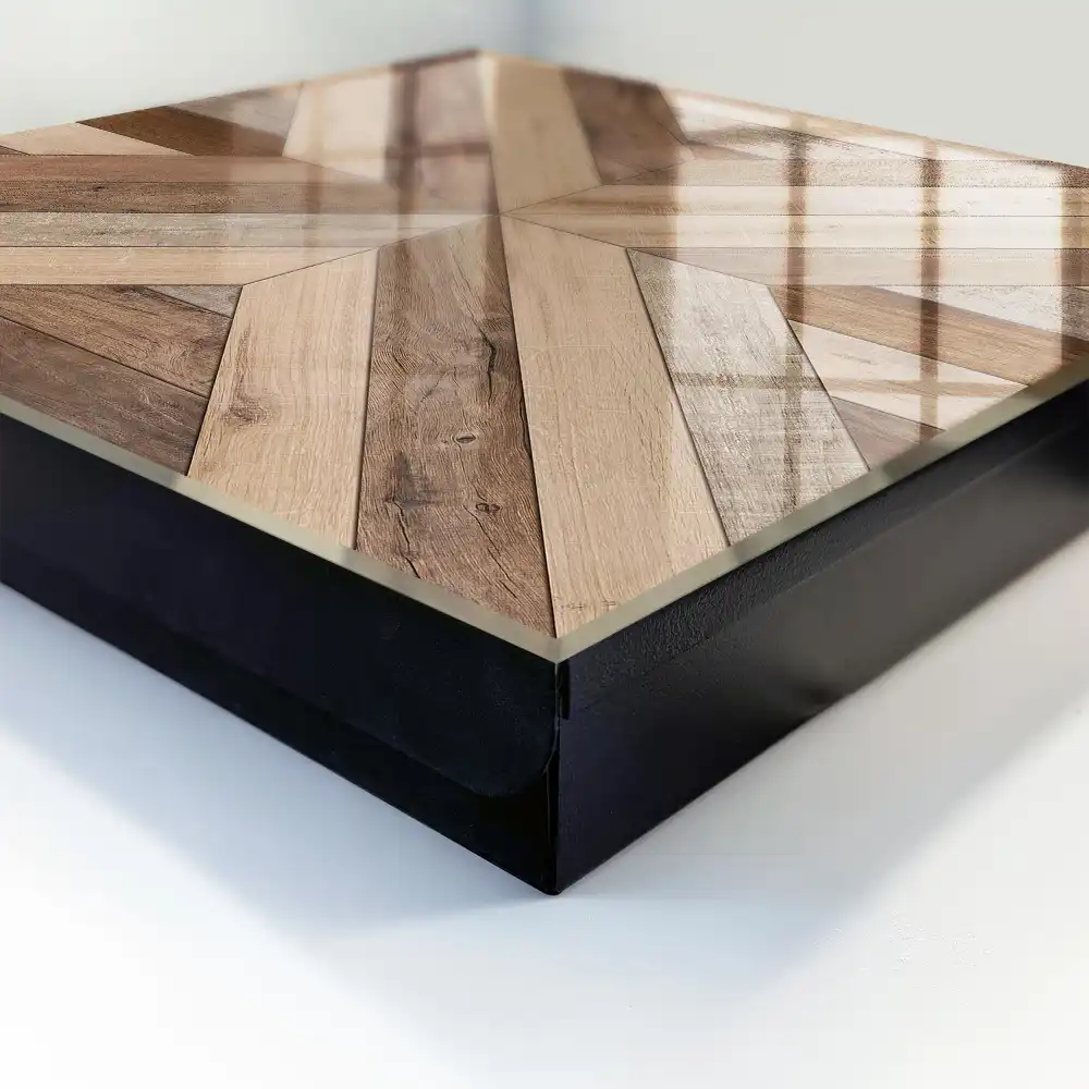 Armoire à clés panneaux géométriques en bois dans la nature