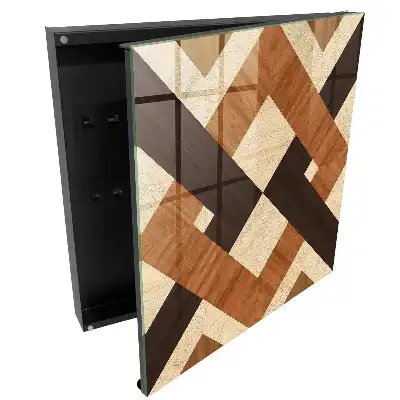 Boîte à clés murale motifs géométriques beige marron noir