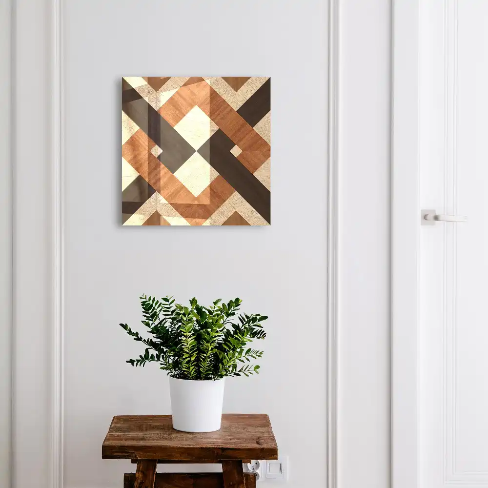 Boîte à clés murale motifs géométriques beige marron noir