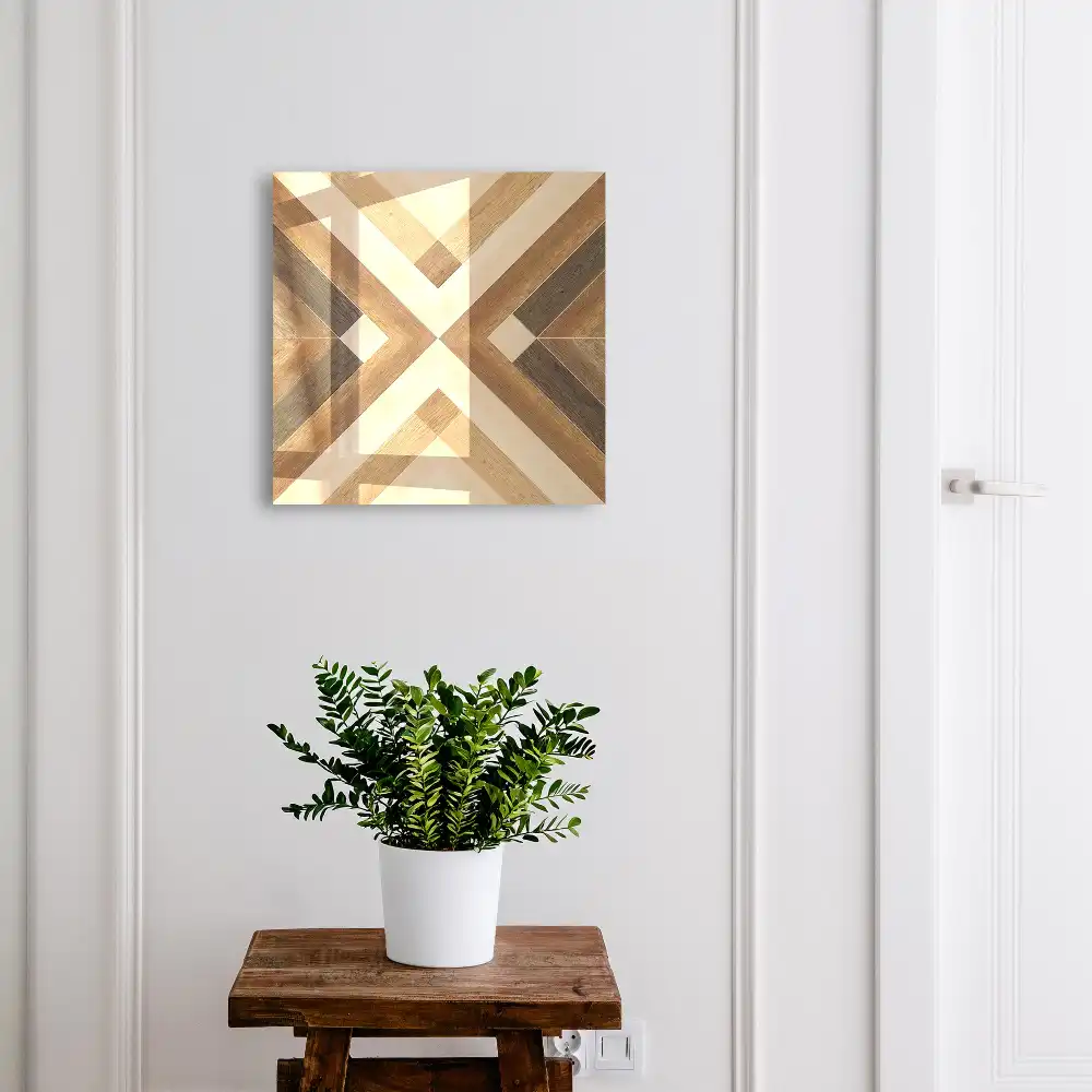 Boîte à clés murale motif géométrique dans les tons de brun et de beige