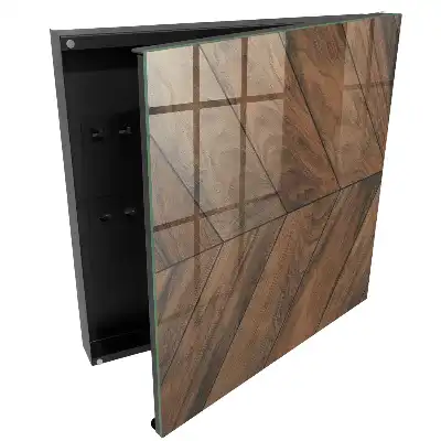 Boîte à clés un bois chaleureux avec un motif à chevrons classique d'une élégance raffinée
