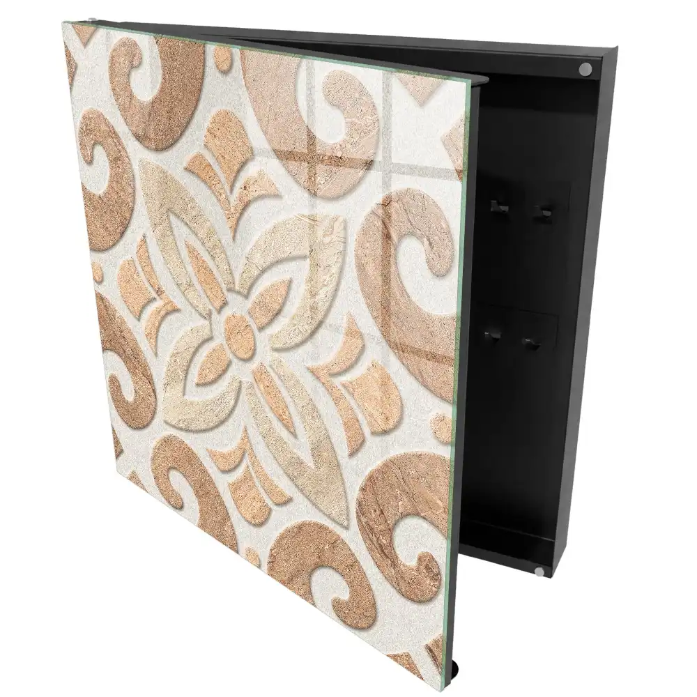 Armoire à clés motif géométrique dans les tons beige et marron