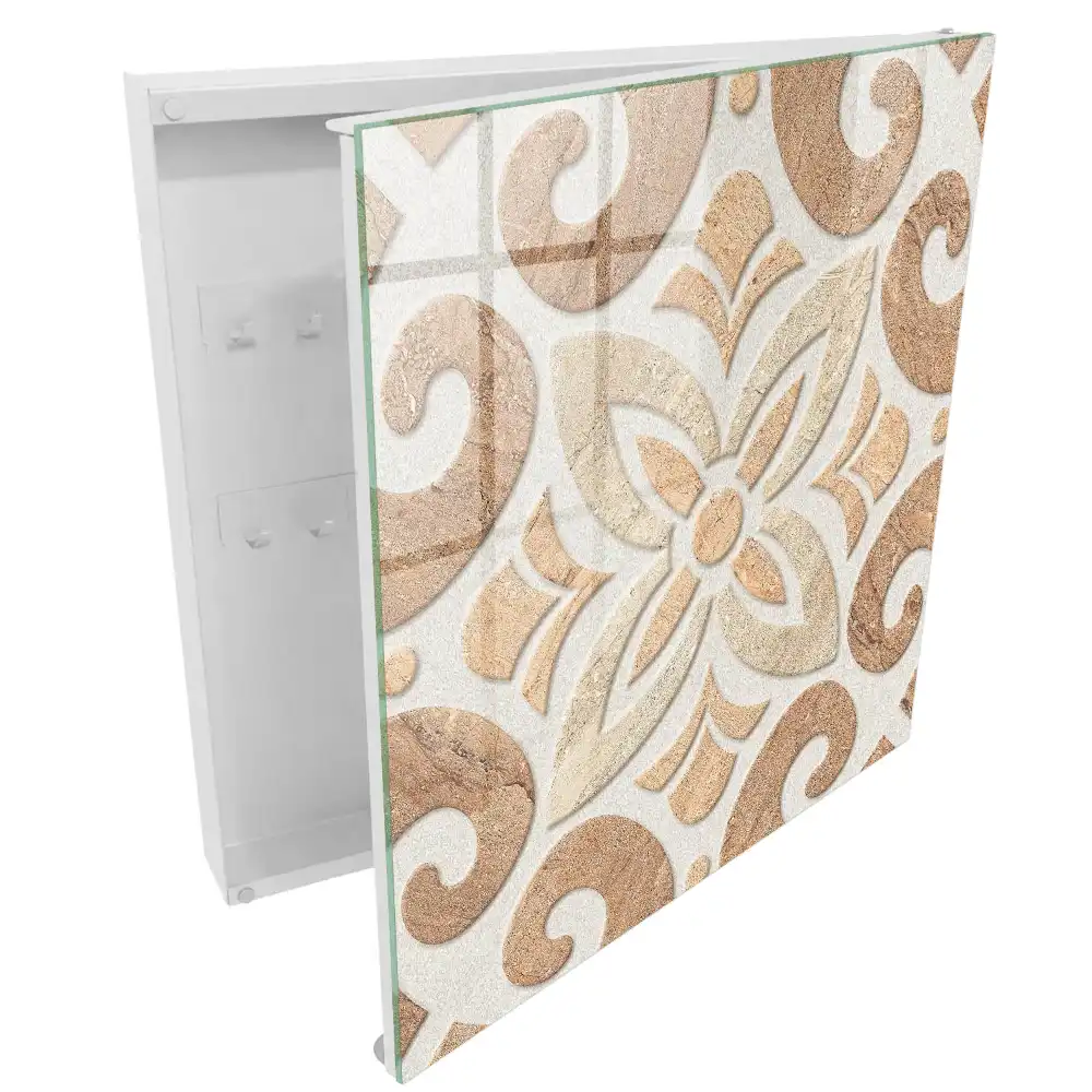 Armoire à clés motif géométrique dans les tons beige et marron