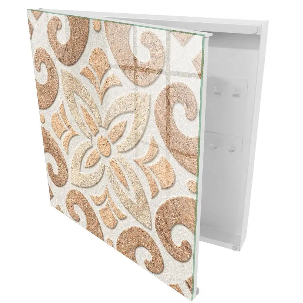 Armoire à clés motif géométrique dans les tons beige et marron