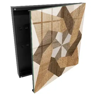 Boîte à clés murale structure géométrique en bois aux tons chauds