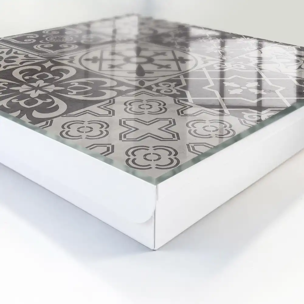 Boîte à clés murale motifs géométriques en mosaïque dans des tons de gris