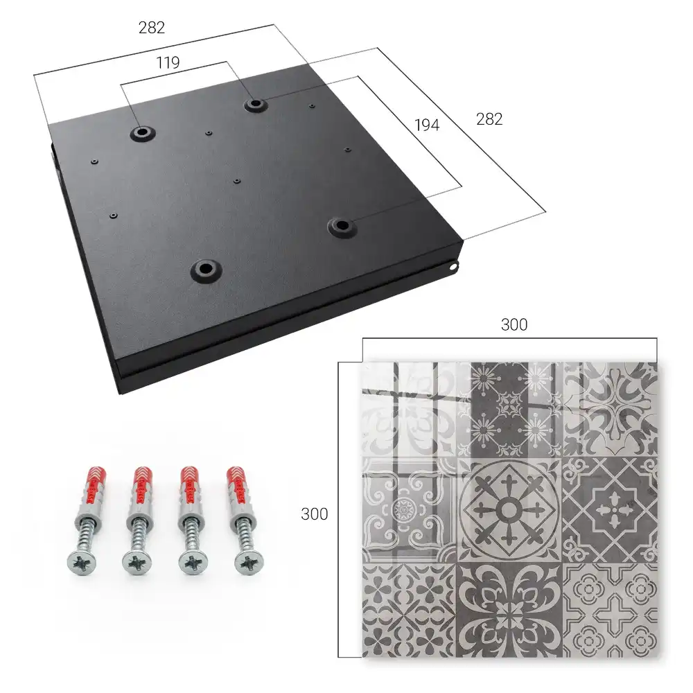 Boîte à clés murale motifs géométriques en mosaïque dans des tons de gris