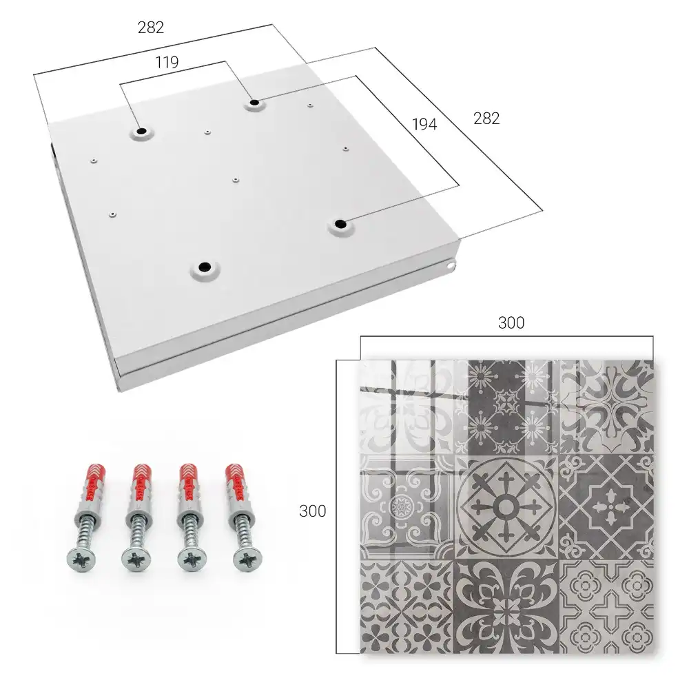 Boîte à clés murale motifs géométriques en mosaïque dans des tons de gris
