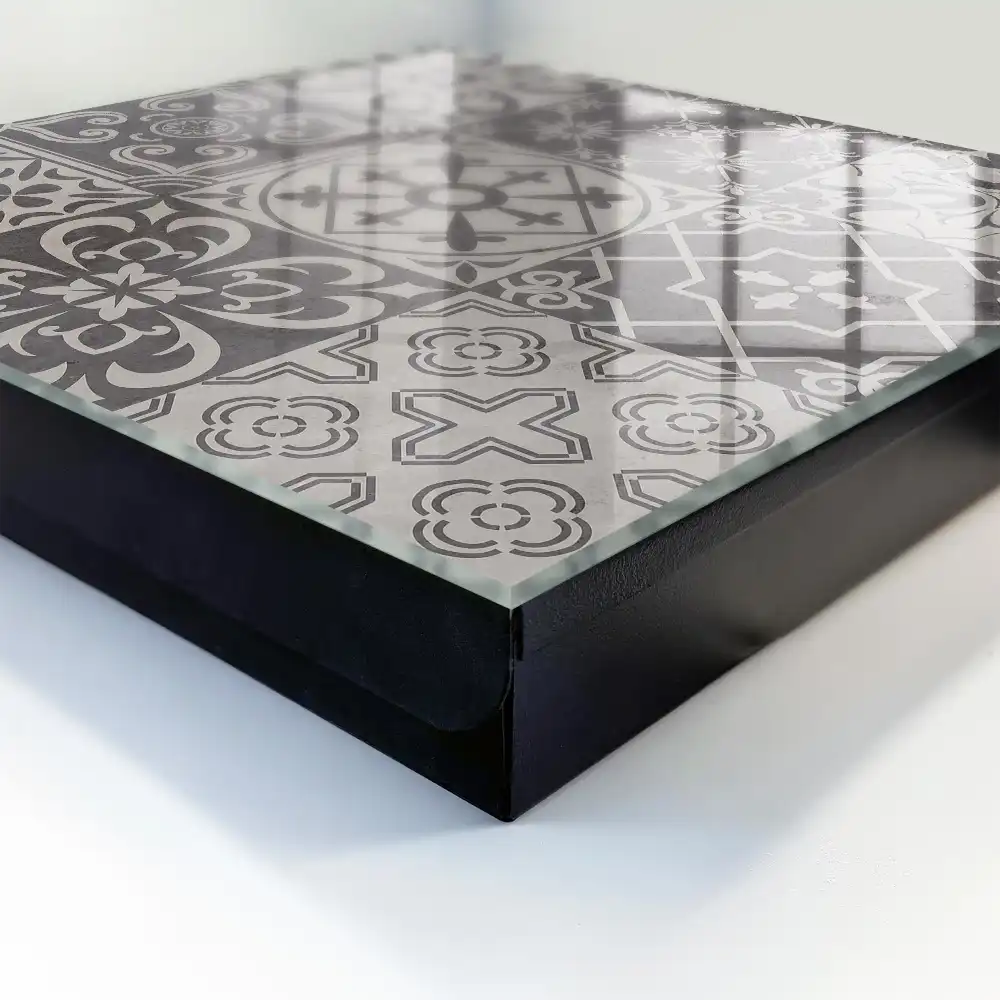 Boîte à clés murale motifs géométriques en mosaïque dans des tons de gris