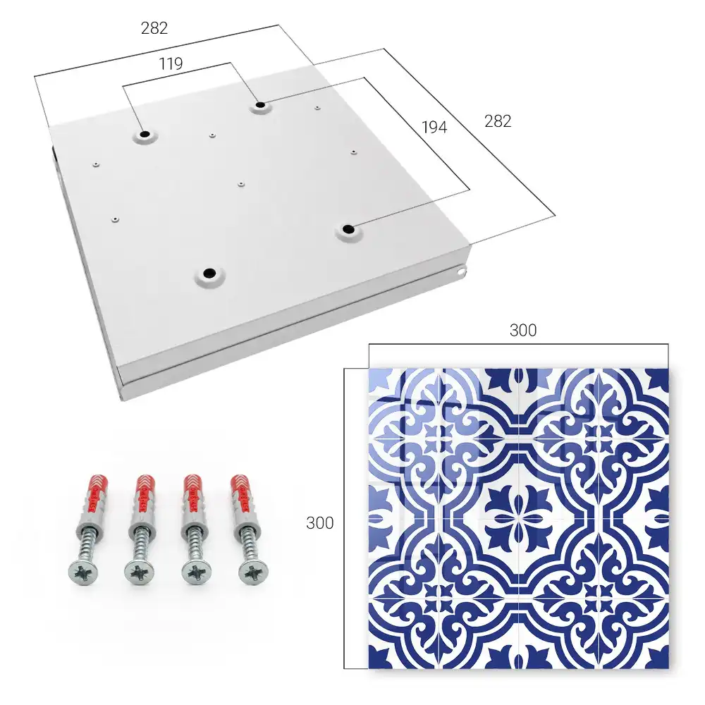 Boîte à clés murale motif traditionnel dans les tons bleus et blancs