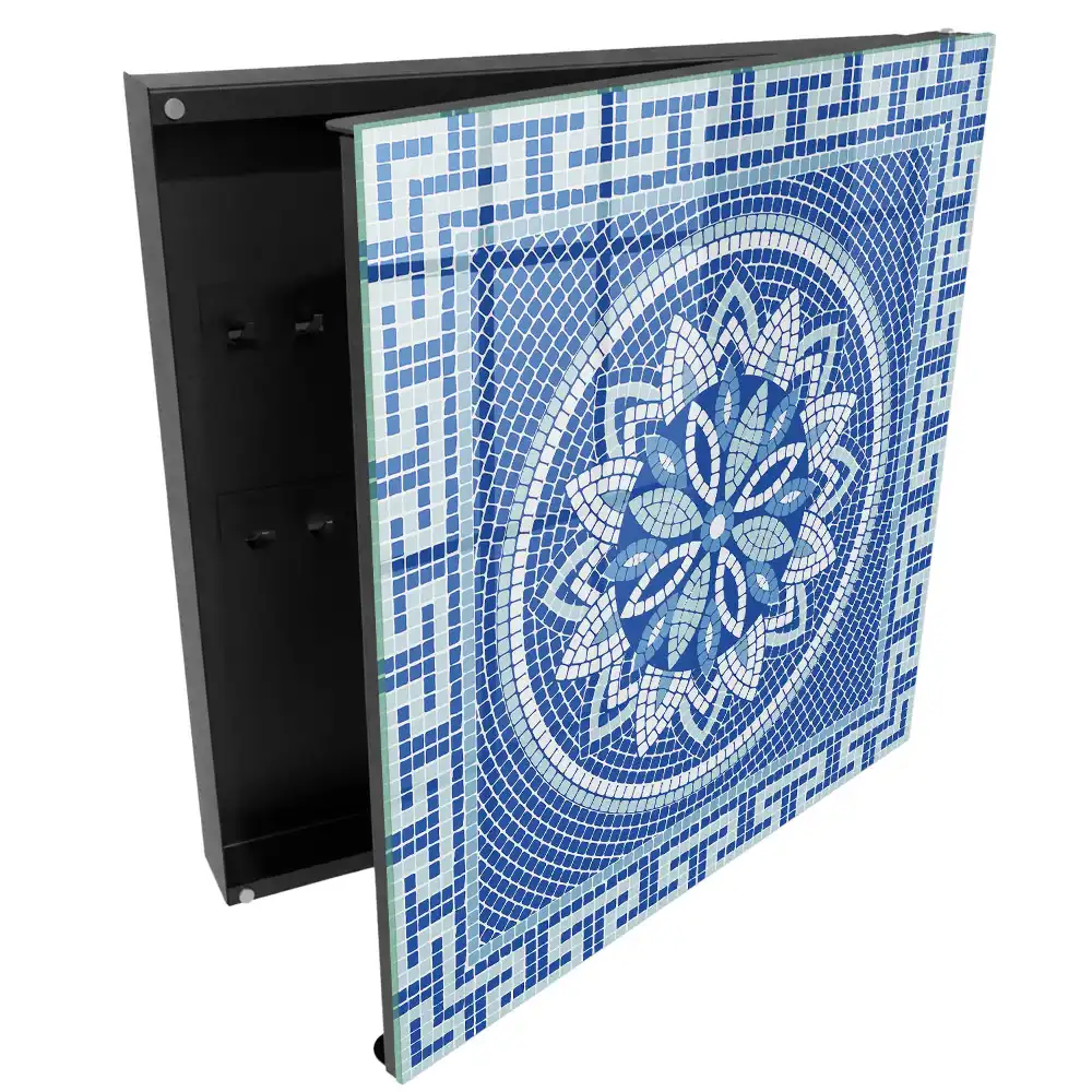 Armoire à clés mosaïque géométrique à motif floral